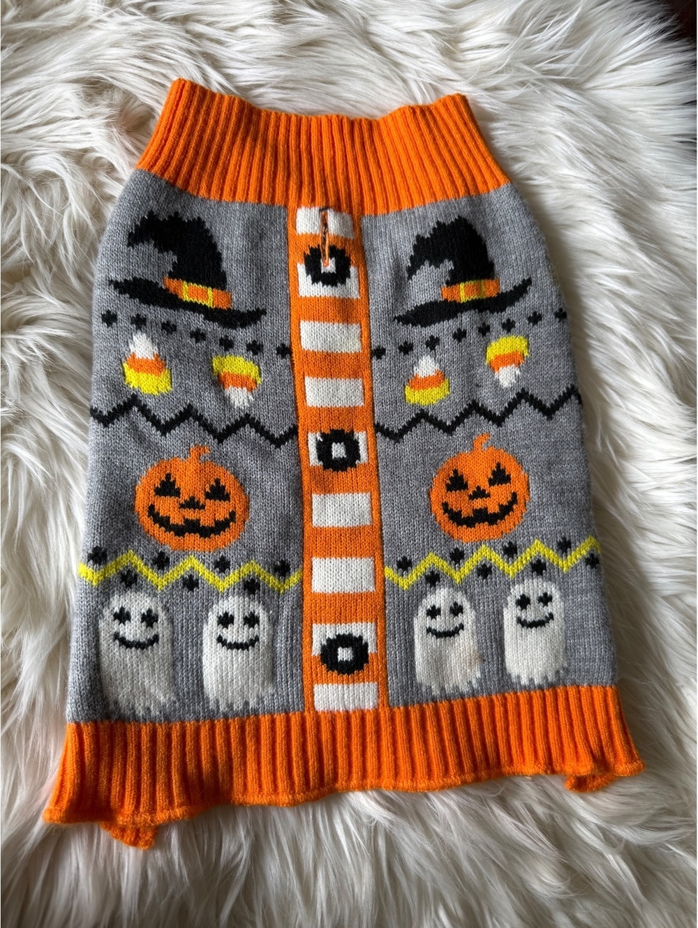 Halloween Themed Acrylic Knit Dog Sweater Size Small